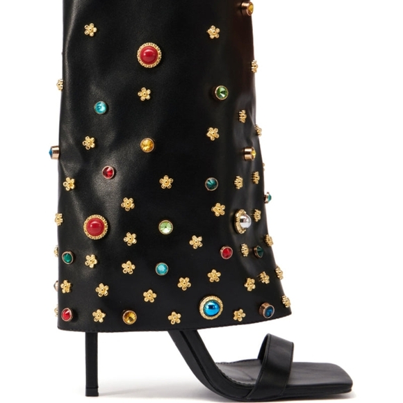 "COSMIC FANTASY" Embellished Black Sandals - Picture 2 of 7